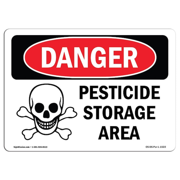Signmission Safety Sign, OSHA Danger, 12" Height, 18" Width, Pesticide Storage Area, Landscape OS-DS-D-1218-L-1522 - main